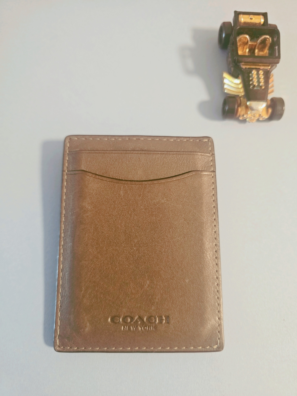COACH Brown Leather Card Holder - Slim Men's Wallet